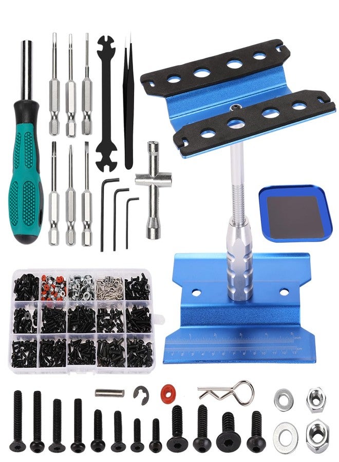 Kimapeso RC Car Repair Work Stand 532 PCS RC Repair Tool Screws Set Kit 360 Degree Rotation RC Repair Station Screwdrivers Screws Pallet Kit for 1/8 1/10 1/12 1/16 1/18 RC Crawler Truck Buggy Tool Set - Image 1